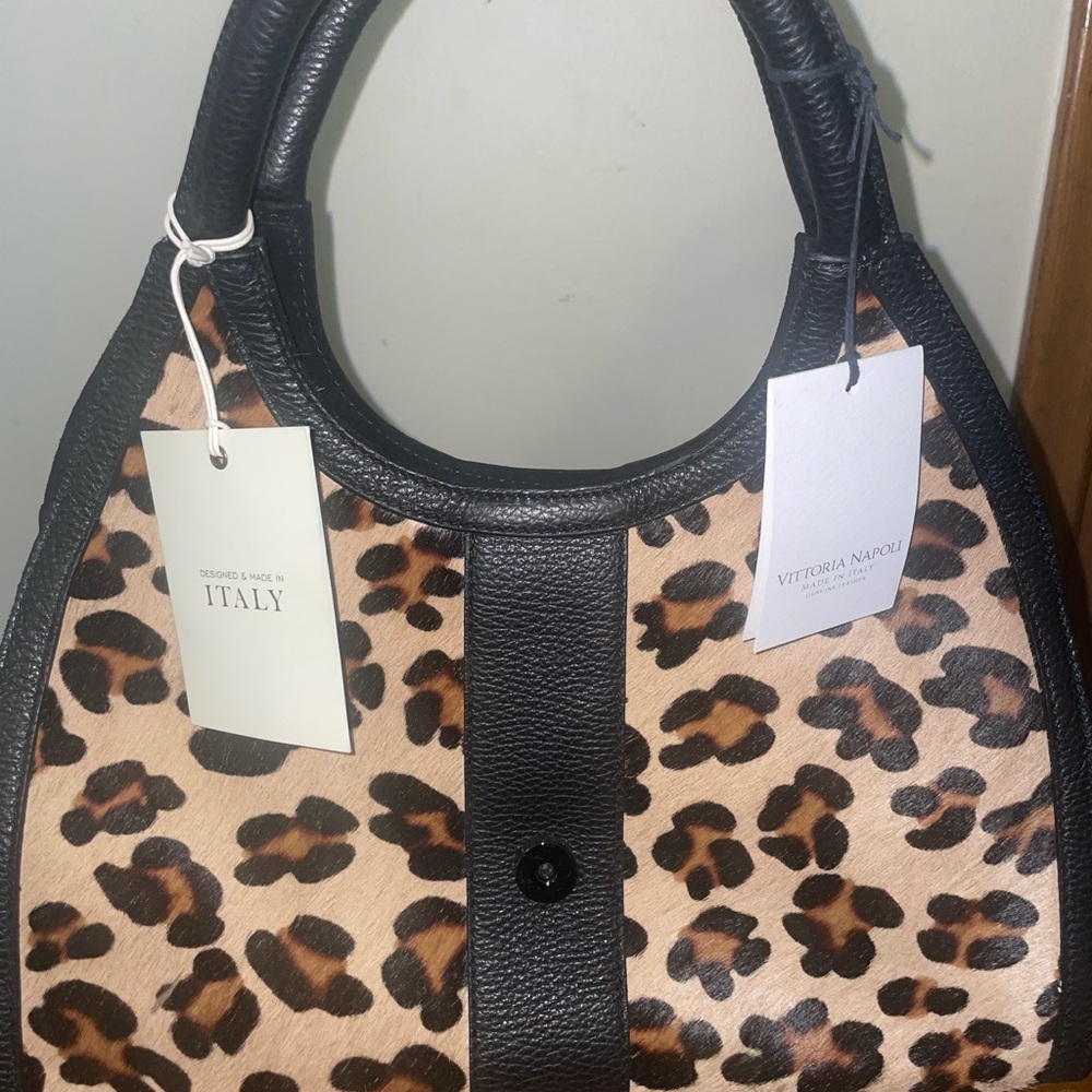 Bold Leopard Print Shoulder Bag in Brown and Black
